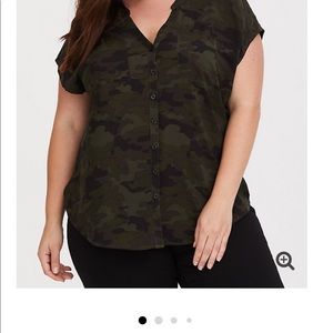 Torrid Camo Dolman Challis Shirt